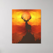 Deer Buck bovenop Mountain met zonsondergang Canvas Afdruk (Voorkant)