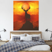Deer Buck bovenop Mountain met zonsondergang Canvas Afdruk (Insitu (Slaapkamer))