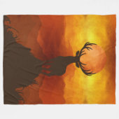 Deer Buck bovenop Mountain met zonsondergang Fleece Deken (Voorkant (Horizontaal))