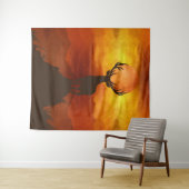 Deer Buck bovenop Mountain met zonsondergang Wandkleed (In Situ (horizontaal))