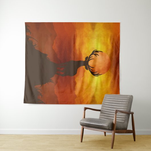 Deer Buck bovenop Mountain met zonsondergang Wandkleed (In Situ (horizontaal))