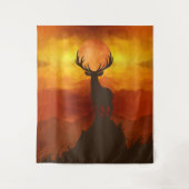 Deer Buck bovenop Mountain met zonsondergang Wandkleed (Voorkant)