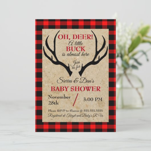 Deer Buck Boy Baby shower Kaart (Staand voorkant)