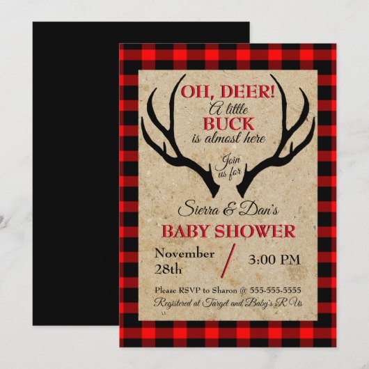 Deer Buck Boy Baby shower Kaart (Voorkant / Achterkant)