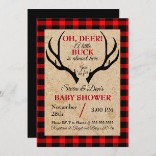 Deer Buck Boy Baby shower Kaart