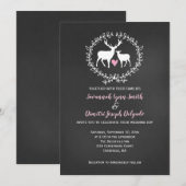 Deer Buck en Doe Chalkboard Wedding Kaart (Voorkant / Achterkant)