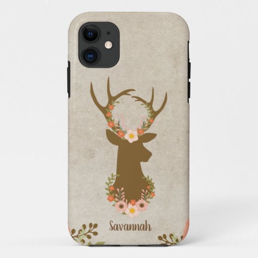 Deer Buck Floral Feminine Hunter Case-Mate iPhone Case (Achterkant)