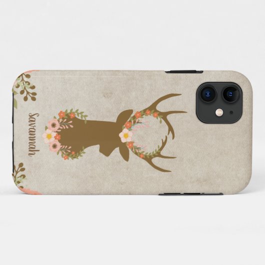 Deer Buck Floral Feminine Hunter Case-Mate iPhone Case (Achterkant (horizontaal))