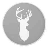 Deer Buck Head Ceramic Knob Drawer Pull/Grey Keramische Knop (Voorkant)