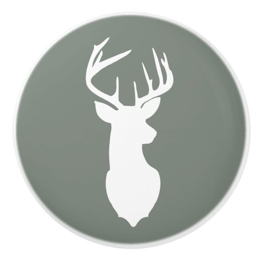 Deer Buck Head Drawer Pull Camo Green Keramische Knop (Voorkant)
