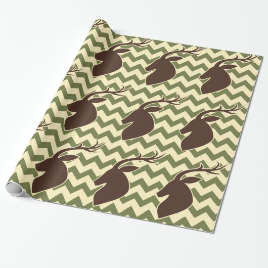 Deer Buck Head met Chevron Cadeaupapier (Uitgerold)