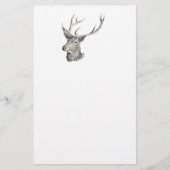 Deer Buck Head met gewei zwart-wit kunst Briefpapier (Voorkant)