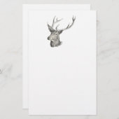 Deer Buck Head met gewei zwart-wit kunst Briefpapier (Voorkant / Achterkant)