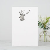 Deer Buck Head met gewei zwart-wit kunst Briefpapier (Staand voorkant)