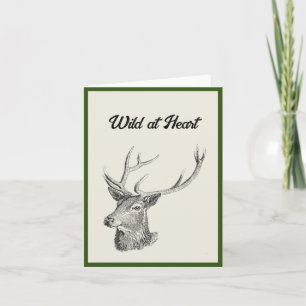 Deer Buck Head met gewei zwart-wit kunst Kaart