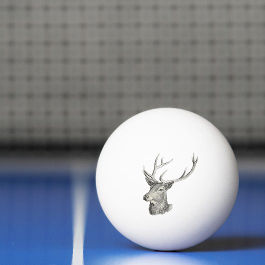Deer Buck Head met gewei zwart-wit kunst Pingpongbal (Net)