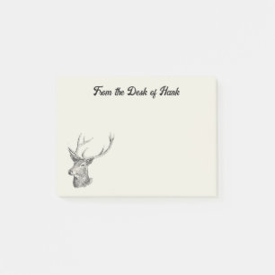 Deer Buck Head met gewei zwart-wit kunst Post-it® Notes
