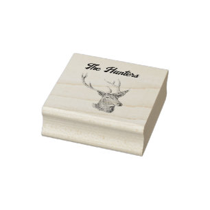 Deer Buck Head met gewei zwart-wit kunst Rubberstempel