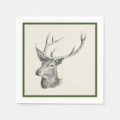Deer Buck Head met gewei zwart-wit kunst Servet (Voorkant)