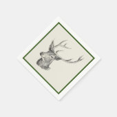 Deer Buck Head met gewei zwart-wit kunst Servet (Hoek)