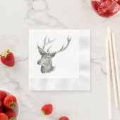 Deer Buck Head met gewei zwart-wit kunst Servetten (Insitu)