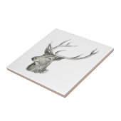 Deer Buck Head met gewei zwart-wit kunst Tegeltje (Zijkant)