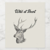 Deer Buck Head met gewei zwart-wit kunst Wijn Etiket (Enkel label)
