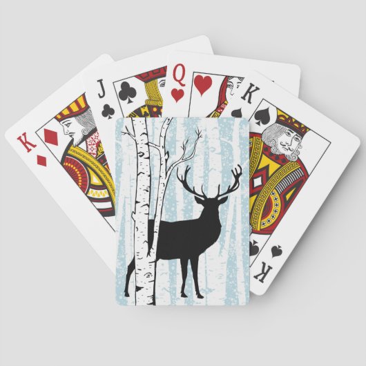 Deer Buck in Birch Forest Spelling Cards Pokerkaarten (Achterkant)