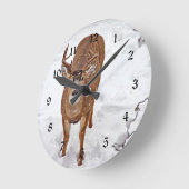 Deer Buck in Winter Snow Ronde Klok (Hoek)