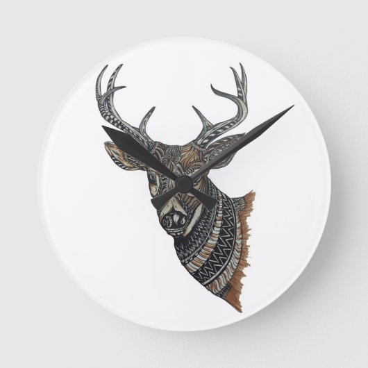 Deer Buck met gecompliceerd design Ronde Klok (Voorkant)