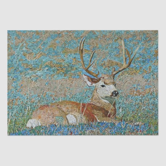 Deer Buck Mozaïek Patroon Print Decoupage Tissuepapier (Voorkant)