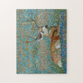 Deer Buck Mozaïek Patroon Print Legpuzzel