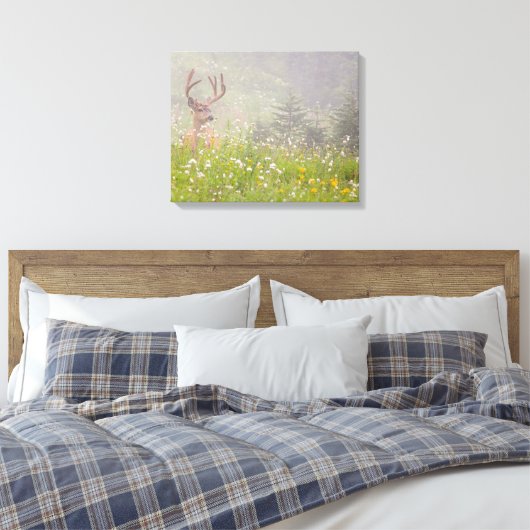 Deer Buck | Nationaal park Mount Rainier Canvas Afdruk (Insitu (Slaapkamer))