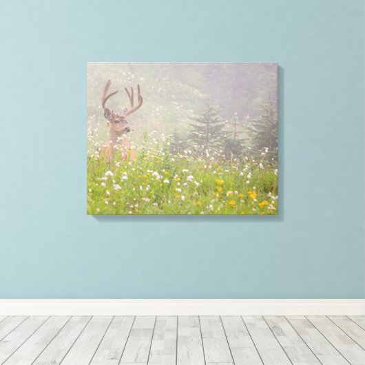 Deer Buck | Nationaal park Mount Rainier Canvas Afdruk (Insitu (Houten vloer))