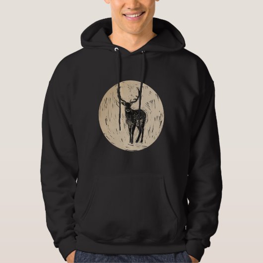 Deer Buck Natuur Wildlife Art Hoodie (Voorkant)