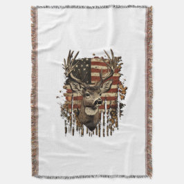 Deer, Buck Season USA Flag Deken
