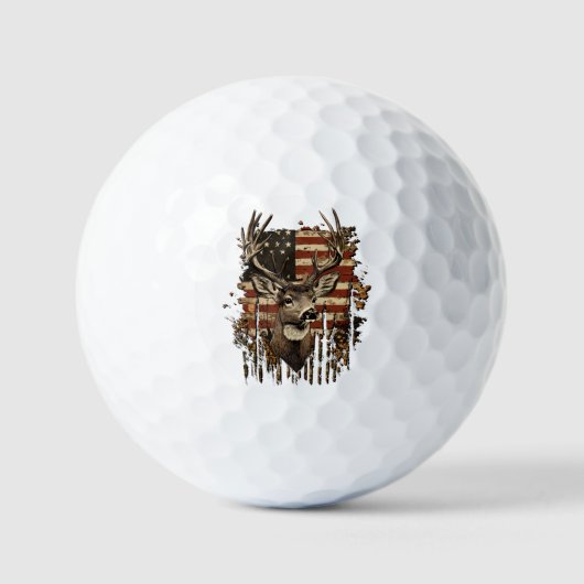 Deer, Buck Season USA Flag Golfballen (Voorkant)