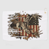 Deer, Buck Season USA Flag Golfhanddoek (Horizontaal)