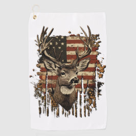 Deer, Buck Season USA Flag Golfhanddoek