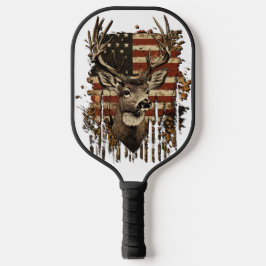 Deer, Buck Season USA Flag Pickleball Paddle
