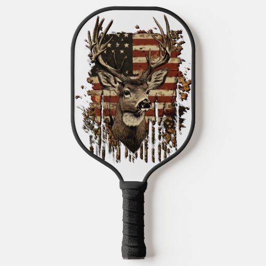 Deer, Buck Season USA Flag Pickleball Paddle (Voorkant)