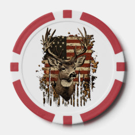 Deer, Buck Season USA Flag Poker Chips