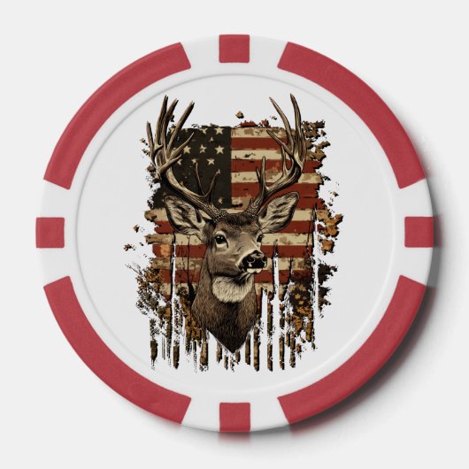 Deer, Buck Season USA Flag Poker Chips (Voorkant)
