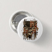 Deer, Buck Season USA Flag Ronde Button 3,2 Cm (Voorkant /achterkant)