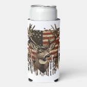 Deer, Buck Season USA Flag Seltzer Blikjeskoeler (Seltzer Voorkant)