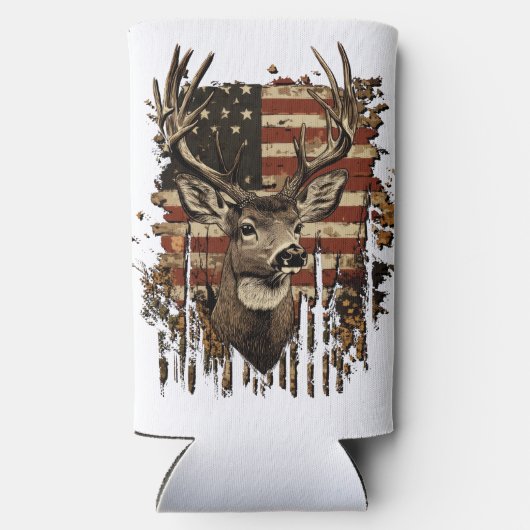 Deer, Buck Season USA Flag Seltzer Blikjeskoeler (Achterkant)