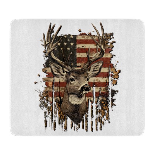 Deer, Buck Season USA Flag Snijplank (Voorkant)