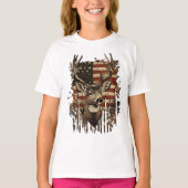 Deer, Buck Season USA Flag T-shirt (Voorkant)