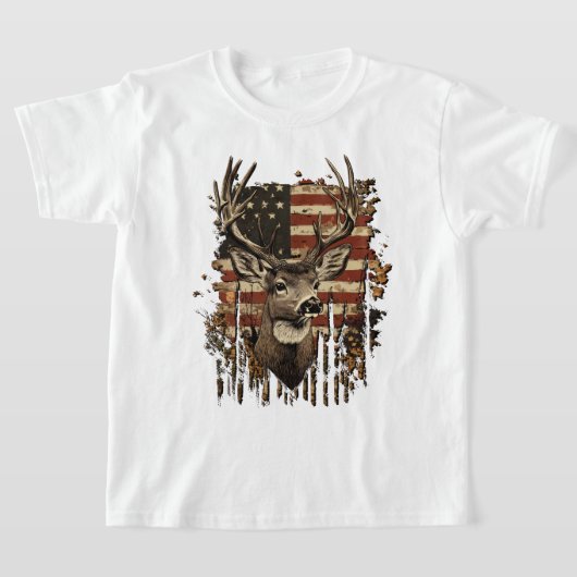 Deer, Buck Season USA Flag T-shirt (Laagn)