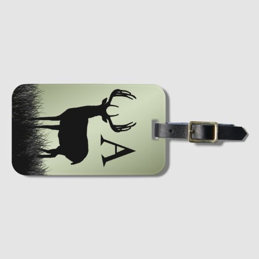 Deer Buck Stag Monogram Bagagelabel (Voorkant (horizontaal))